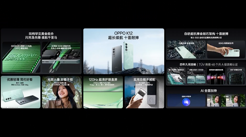 OPPO K12 发布：十面耐摔，高跟鞋暴踩无损、超长续航、充电五分钟通话十小时